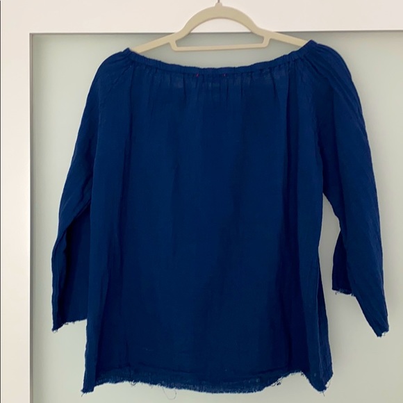 STARK X navy blue cotton gauze off shoulder top XS - Picture 10 of 10
